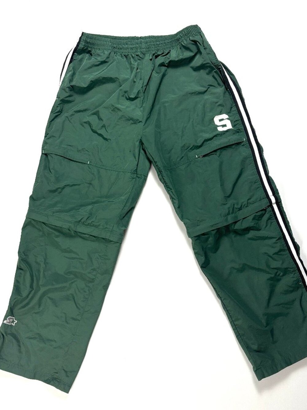 Vintage Michigan State University Starter Mens Zip Off Pants Green Sz L MSU